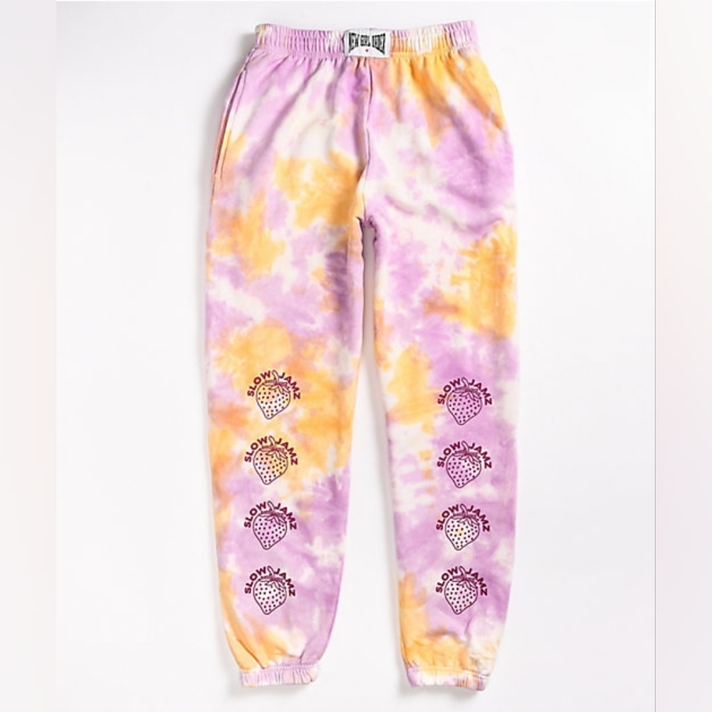 NWT New Girl Order Strawberry Slow Jamz Graphic Tie Dye Sweatpants Size Large